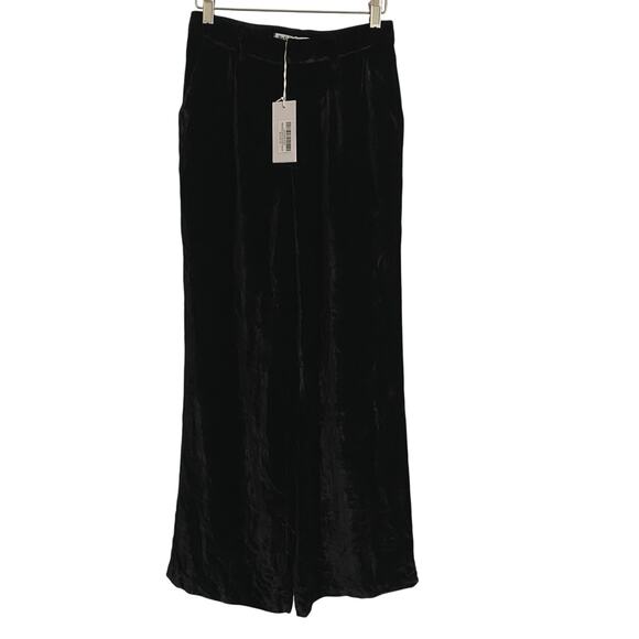 Reformation Wes Velvet Pants Black Women’s Size 2 Petite 29 Inseam Holiday - Picture 1 of 12